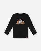 T-Shirt With Moose Print Black | Deux par Deux | Jenni Kidz