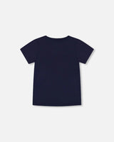 T-Shirt With Print Navy | Deux par Deux | Jenni Kidz