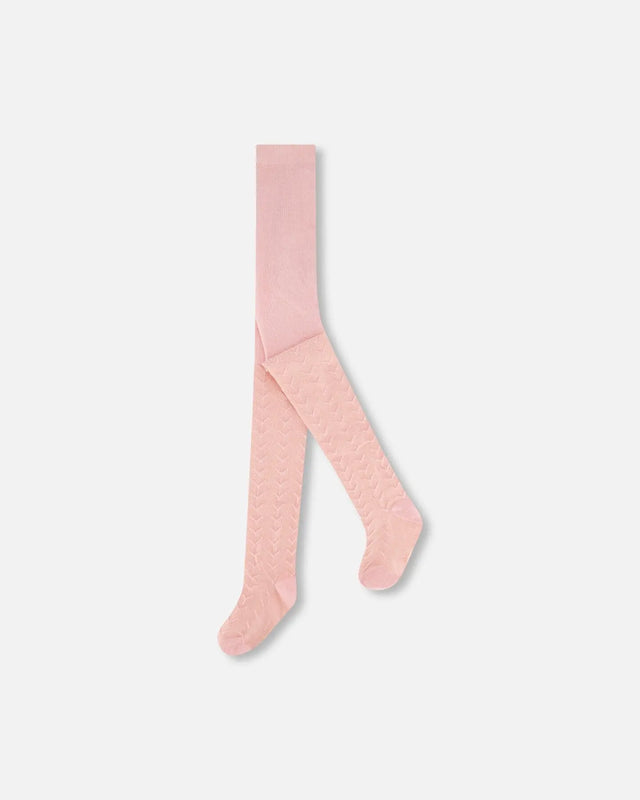 Tonal Jacquard Tights Light Pink | Deux par Deux | Jenni Kidz