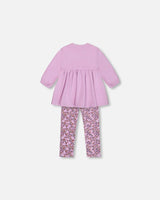 Tunic And Printed Leggings Set Lilac Mini Flowers | Deux par Deux | Jenni Kidz