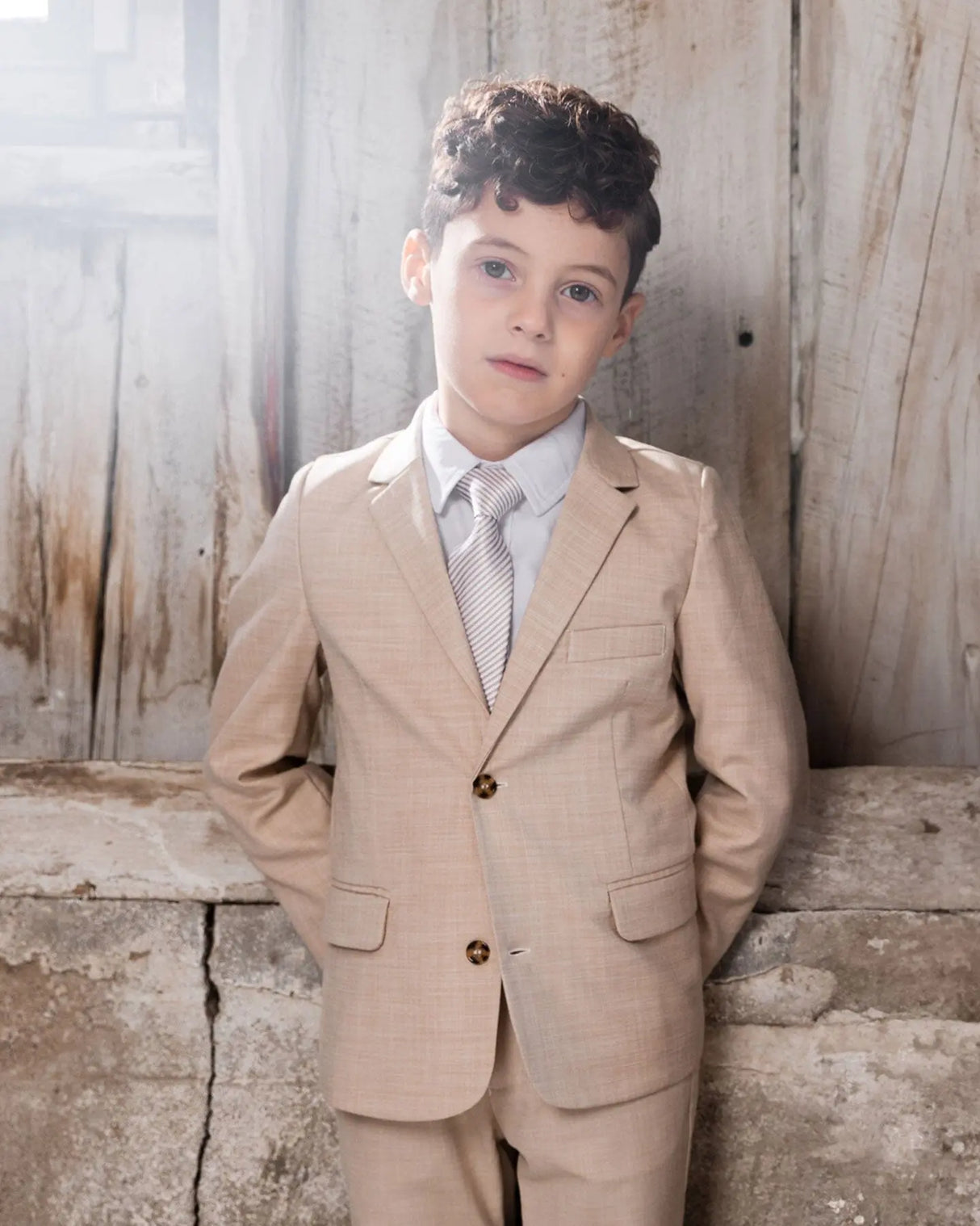 Two Button Blazer Light Taupe | Deux par Deux | Jenni Kidz