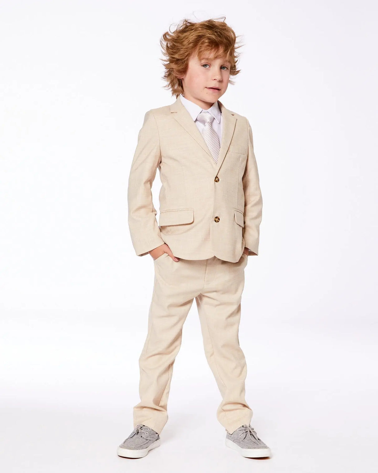 Two Button Blazer Light Taupe | Deux par Deux | Jenni Kidz