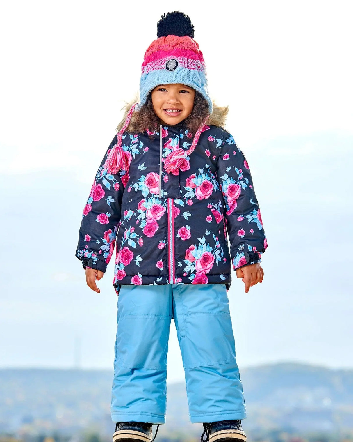 Two Piece Baby Snowsuit Air Blue Printed Roses | Deux par Deux | Jenni Kidz