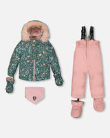 Two Piece Baby Snowsuit Silver Pink Printed Woodland Animals | Deux par Deux | Jenni Kidz