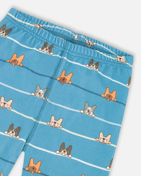 Two-Piece Organic Cotton Pajama Set Blue Dog Print | Deux par Deux | Jenni Kidz
