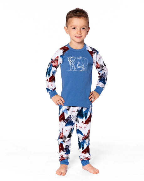 Two-Piece Organic Cotton Pajama Set White Bear Print | Deux par Deux | Jenni Kidz