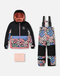 Two Piece Snowsuit Black Printed Retro Flowers | Deux par Deux | Jenni Kidz