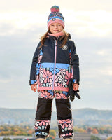 Two Piece Snowsuit Black Printed Retro Flowers | Deux par Deux | Jenni Kidz