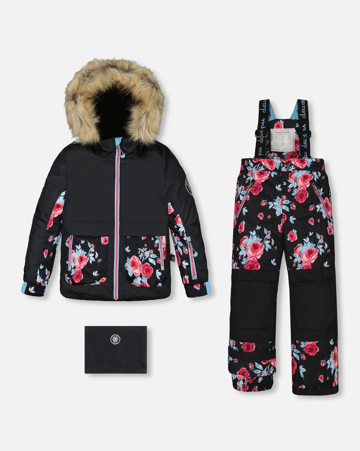 Two Piece Snowsuit Black Printed Roses | Deux par Deux | Jenni Kidz