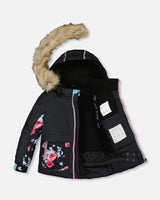 Two Piece Snowsuit Black Printed Roses | Deux par Deux | Jenni Kidz