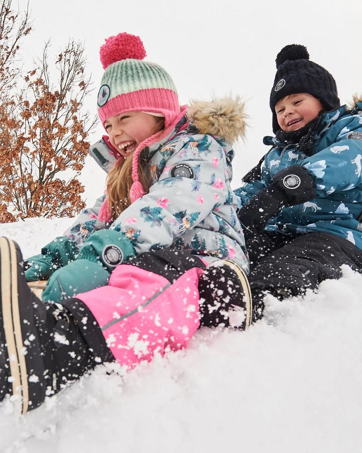 Two Piece Snowsuit Candy Pink Printed Deer | Deux par Deux | Jenni Kidz