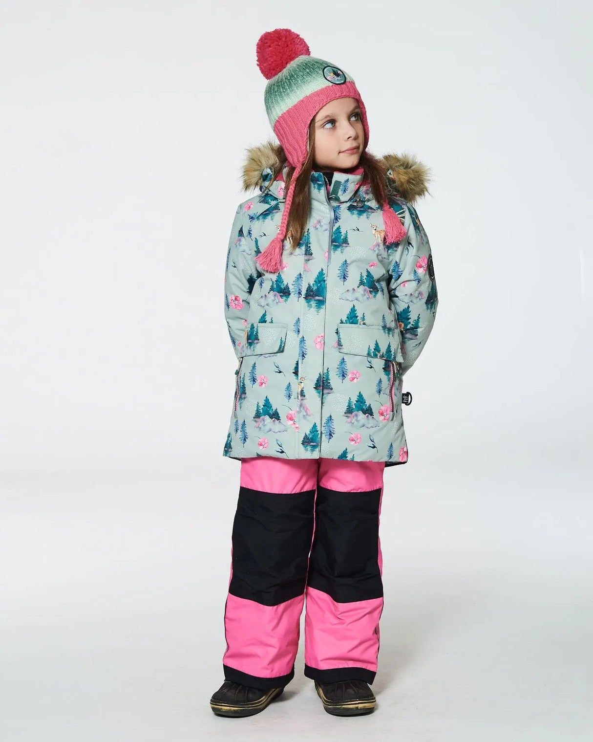 Two Piece Snowsuit Candy Pink Printed Deer | Deux par Deux | Jenni Kidz