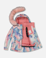 Two Piece Snowsuit Printed Pastel Watercolor And Dusty Pink | Deux par Deux | Jenni Kidz