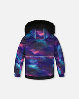 Two Piece Snowsuit Printed Purple Aurora Borealis | Deux par Deux | Jenni Kidz