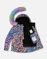 Two Piece Snowsuit Printed Rainbow Leopard And Black | Deux par Deux | Jenni Kidz