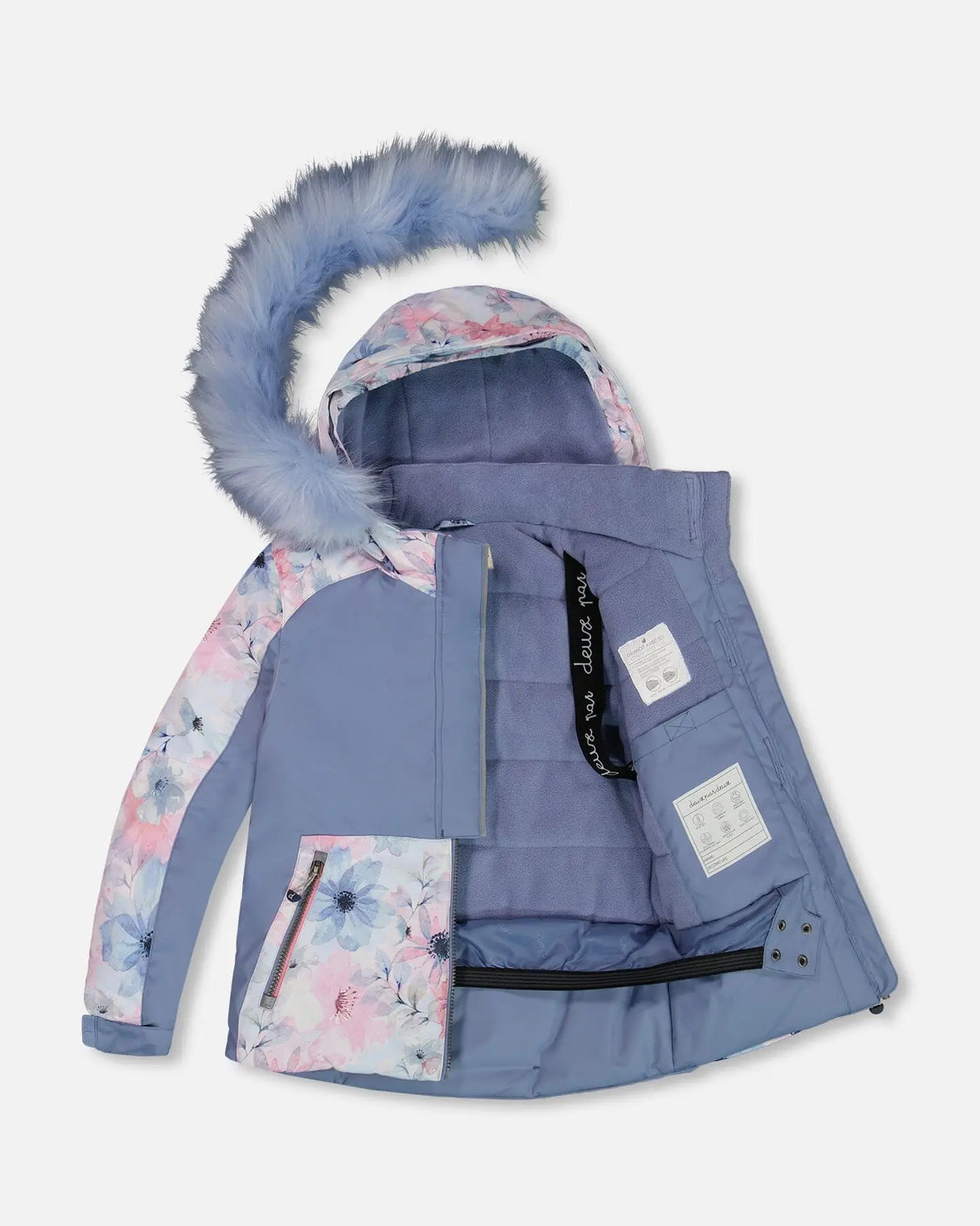 Two Piece Snowsuit Printed Watercolor Blue Flowers | Deux par Deux | Jenni Kidz