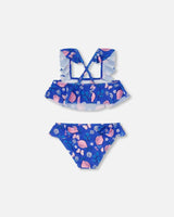 Two Piece Swimsuit Royal Blue Printed Pink Lemon | Deux par Deux | Jenni Kidz