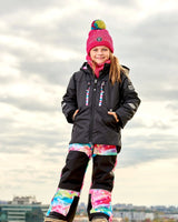 Two Piece TEKNIK Snowsuit Black With Printed Bubbles | Deux par Deux | Jenni Kidz