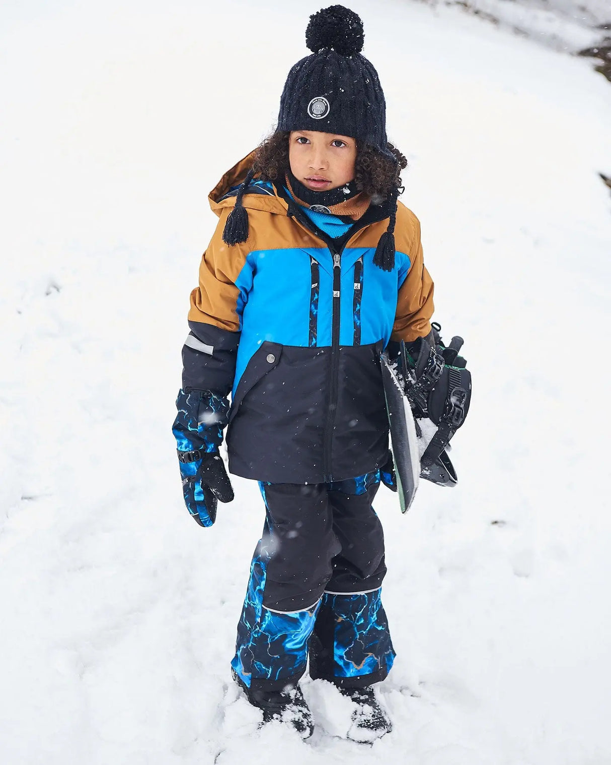 Two Piece TEKNIK Snowsuit Brown, Blue And Black With Printed Storm | Deux par Deux | Jenni Kidz