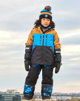 Two Piece TEKNIK Snowsuit Brown, Blue And Black With Printed Storm | Deux par Deux | Jenni Kidz