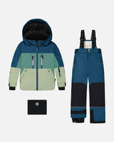 Two Piece TEKNIK Snowsuit Colorblock Blue, Green And Gray | Deux par Deux | Jenni Kidz