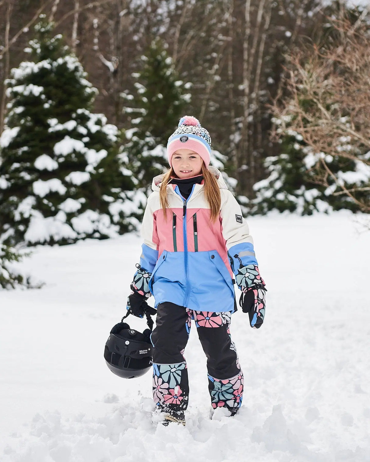 Two Piece TEKNIK Snowsuit Colorblock Printed Retro Flowers | Deux par Deux | Jenni Kidz