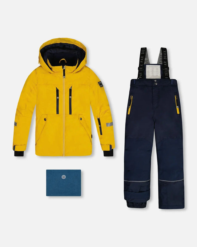 Two Piece TEKNIK Snowsuit Yellow And Navy | Deux par Deux | Jenni Kidz