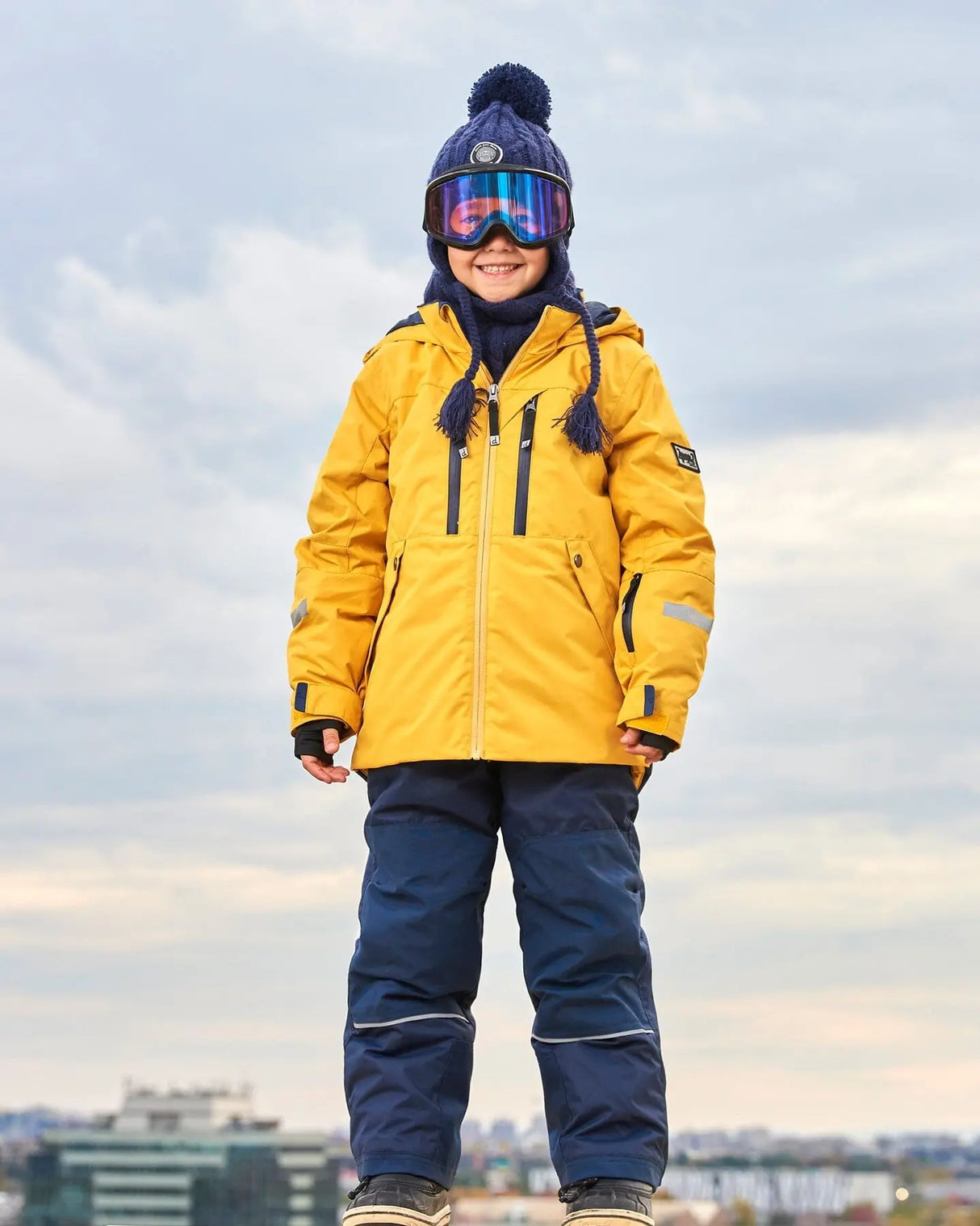 Two Piece TEKNIK Snowsuit Yellow And Navy | Deux par Deux | Jenni Kidz