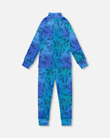 Two-Piece Thermal Underwear Set Blue Gradient Dinosaur Print | Deux par Deux | Jenni Kidz