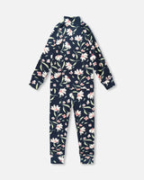 Two-Piece Thermal Underwear Set Navy Flower Print | Deux par Deux | Jenni Kidz