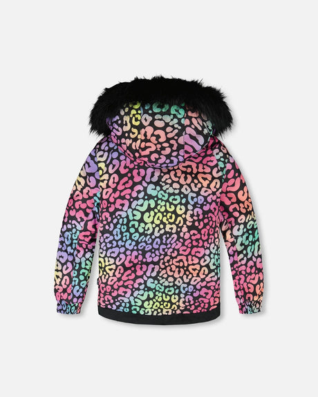 Back view girls’ two-piece snowsuit with hood and snow skirt — limited stock