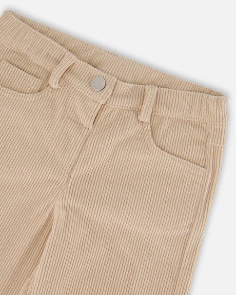 Wide Leg Corduroy Pants Beige | Deux par Deux | Jenni Kidz