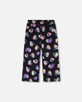 Wide Leg Fleece Pants Black And Multicolor | Deux par Deux | Jenni Kidz