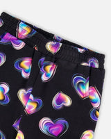 Wide Leg Fleece Pants Black And Multicolor | Deux par Deux | Jenni Kidz
