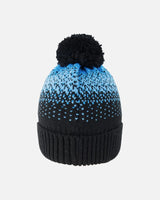 Winter Knit Pompom Hat With Lining Black And Blue | Deux par Deux | Jenni Kidz