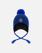 Winter Peruvian Knit Hat With Pompom And Lining Black And Blue | Deux par Deux | Jenni Kidz