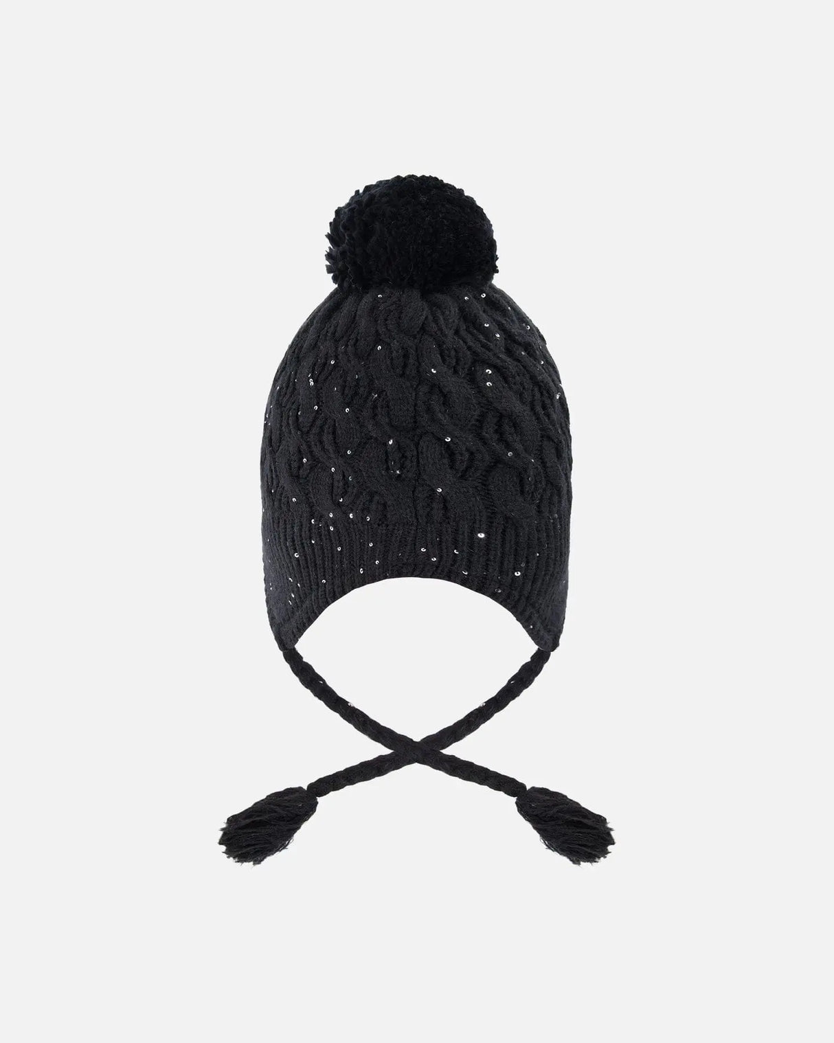 Winter Peruvian Knit Hat With Pompom And Lining Black | Deux par Deux | Jenni Kidz