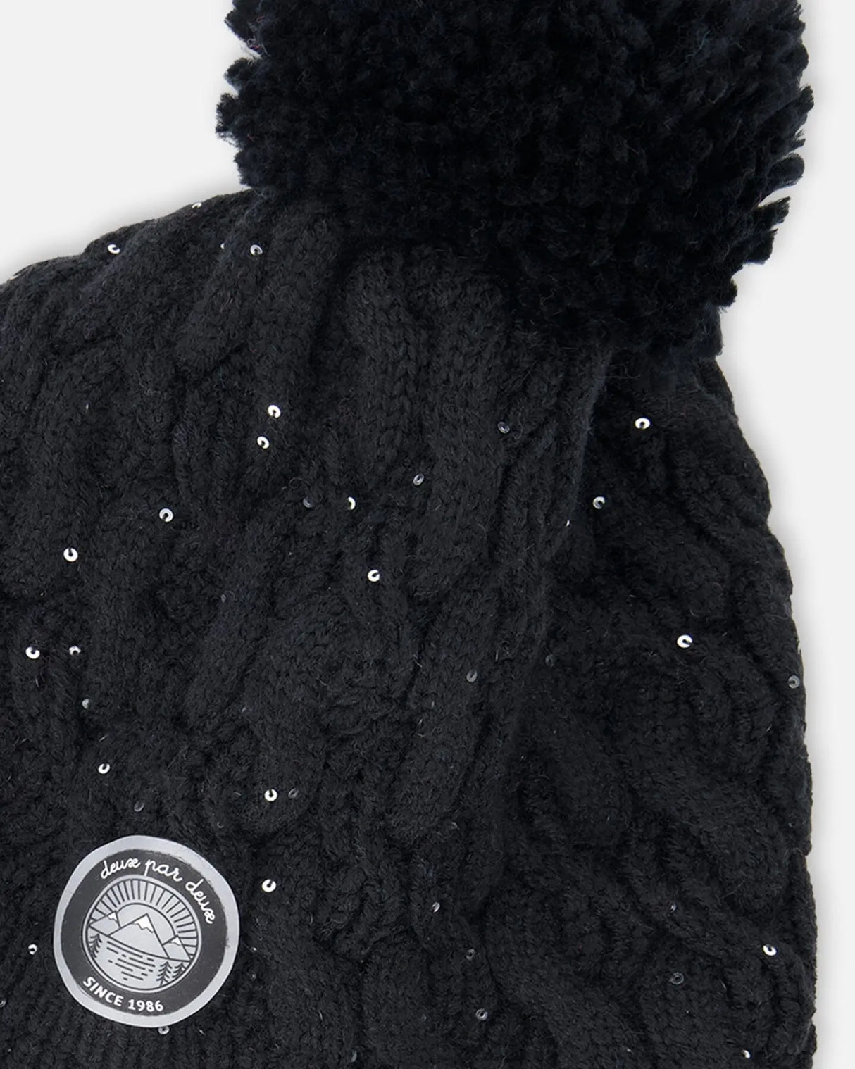 Winter Peruvian Knit Hat With Pompom And Lining Black | Deux par Deux | Jenni Kidz