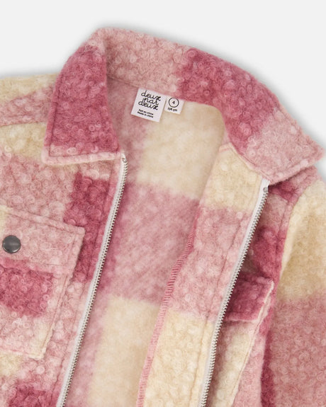Zipped Plaid Overshirt Off-White And Pink | Deux par Deux | Jenni Kidz