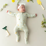 Zippered Footie in Aloe Chick | Kyte Baby