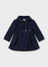 Navy double-breasted coat with round collar and flared shape, Mayoral baby girl