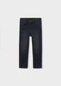 Black Mayoral boys jeans with belt loops, flat view
