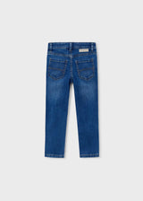 Back view of Mayoral boys jeans showing Blue denim wash and back pocket details.