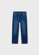 Mayoral boys slim fit jeans in Dark Blue cotton-rich stretch denim for everyday outfits.