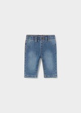 Mayoral newborn baby boy jeans in blue denim with soft stretch cotton-blend fabric.