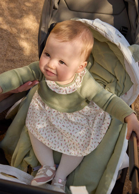 Mayoral newborn girl knit dress in Bay Leaf, sizes 2-18M – product view 2