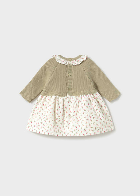 Mayoral newborn girl knit dress in Bay Leaf, sizes 2-18M – product view 3