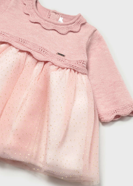 Mayoral newborn girl tulle dress in Baby Pink, sizes 2-18M – product view 3