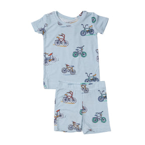 Angel Dear Bikes Blue bamboo short pajama set for boys