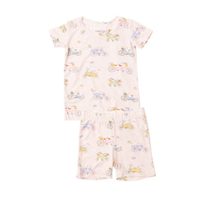 Angel Dear Bikes Pink bamboo short pajama set for girls - image 1